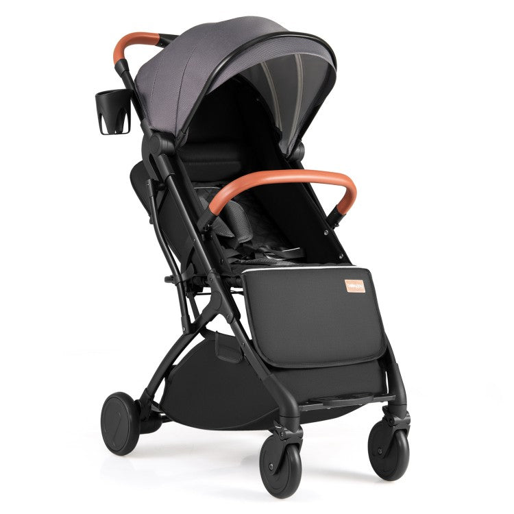 Lightweight Baby Travel Stroller with One-Hand Folding, Adjustable Recline, Footmuff, Storage Basket & 5-Point Safety Harness