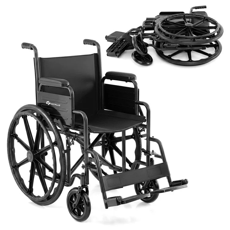 Lightweight Folding Wheelchair for Adults with Swing-Away Footrests, Desk-Length Arms & 330 lb Capacity