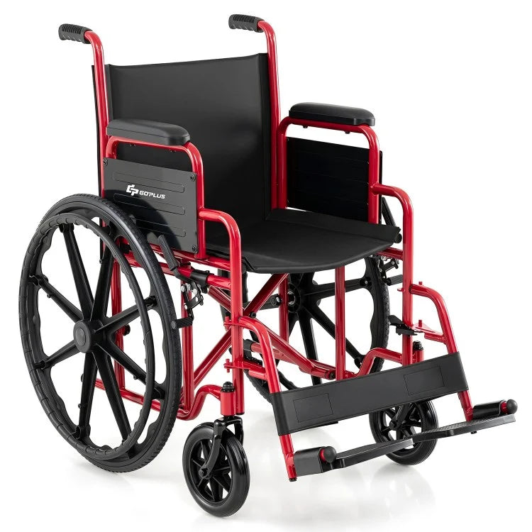 Lightweight Folding Wheelchair for Adults with Swing-Away Footrests, Desk-Length Arms & 330 lb Capacity