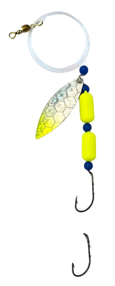 Fluorocarbon Willow Leaf Floating Worm Harness – Lime Scale Blade 