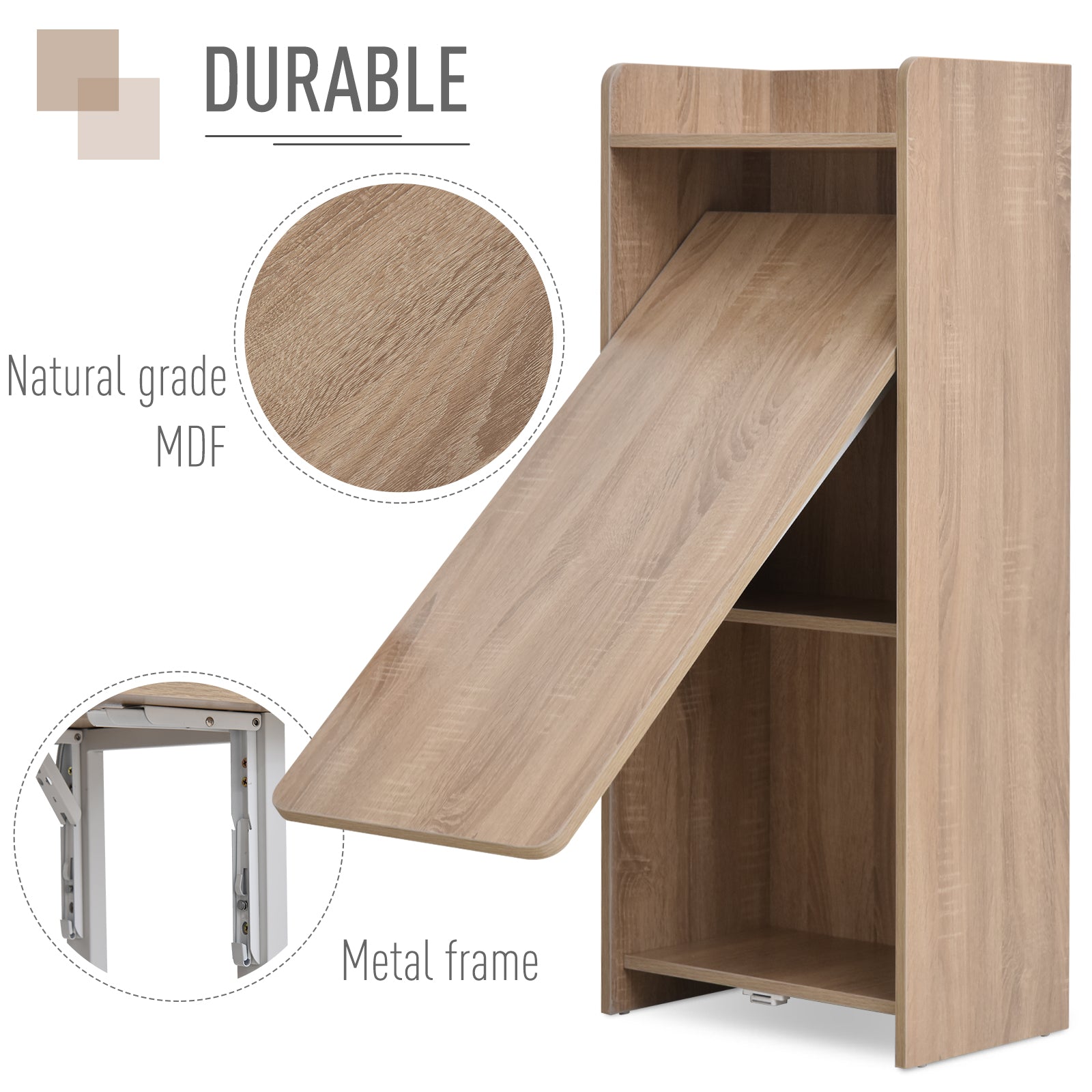 HOMCOM 2 In 1 Storage Cabinet & Dining Table 4-Tier Shelf Drop Leaf Tabletop Anti-toppling Design Small Spaces 