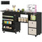 Rolling Sewing Machine Table with Power Outlet, Folding Craft Table with 2 Fabric Drawers, 2 Bins and 18 Pegs, Black