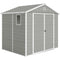 8' x 6' Plastic Garden Storage Shed with Latch Door, Vents, Sloped Roof, Light Grey