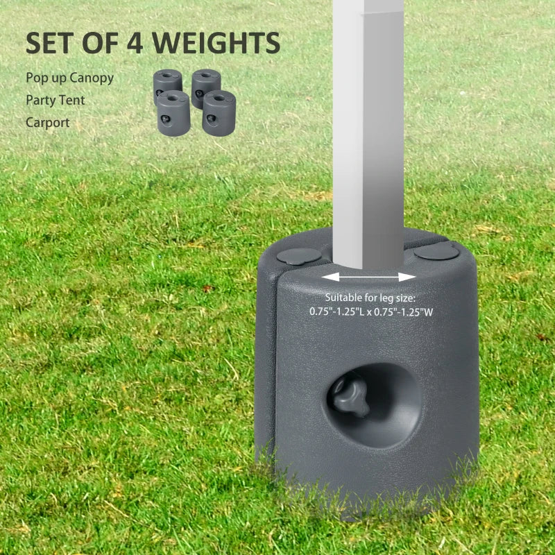 HDPE Tent Weights Set of 4, Canopy Weights, Filled with Water or Sand, 106 LBS, Light Grey