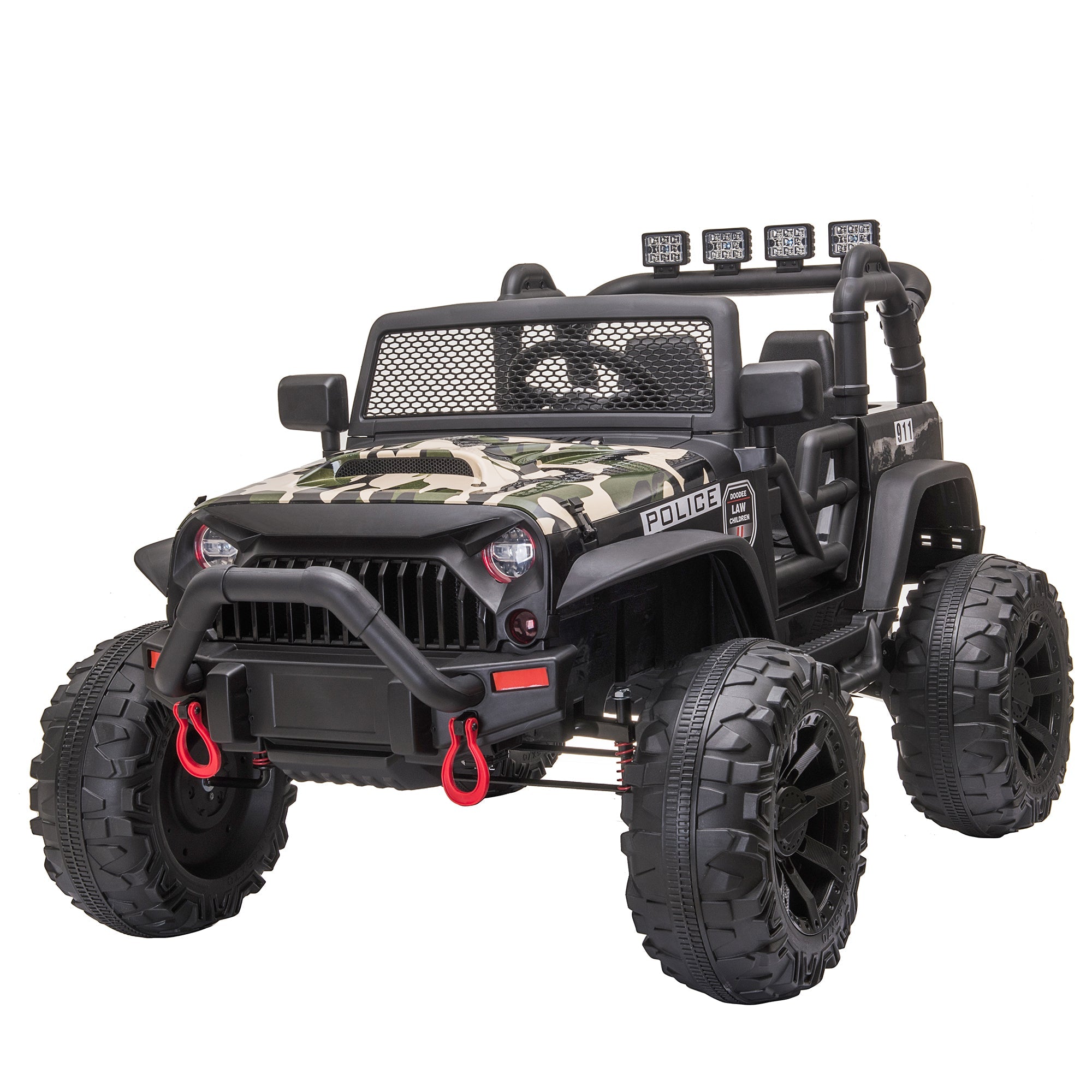 Aosom 12V Kids Police Ride-On: 2-Seater SUV, Remote Control, Bluetooth, Camouflage 