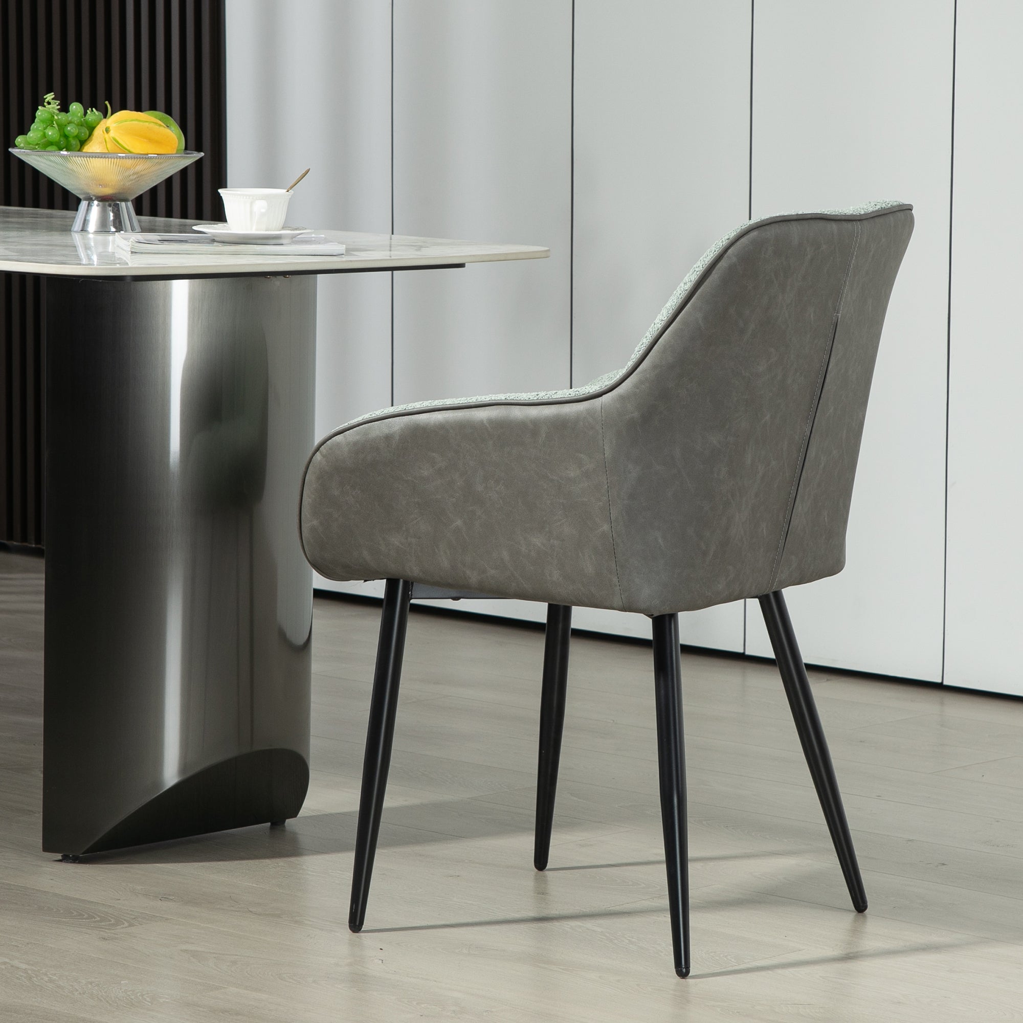 HOMCOM Accent Chair with Foot Pads, Living Room Chair with Chenille Fabric Front and PU Back, Green 