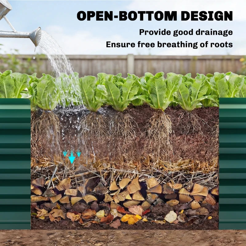 8 x 2.6 x 1.5ft Galvanized Raised Garden Bed, Reinforced Outdoor Planter Box with Open Bottom, Green