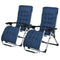 Outsunny Garden Chairs Set of 2 Reclining Zero Gravity Sun Lounger with Cushion Blue Comfort