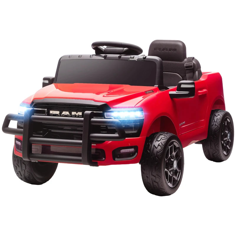 Qaba 12V Ride on Car, Licensed Dodge RAM 3500 Electric Vehicle with Remote Control, Suspension for 3-5 Years, Red