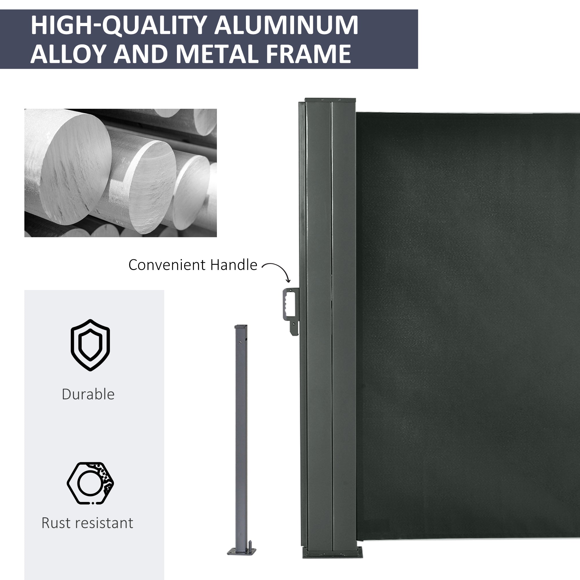 Outsunny Double Retractable Side Awning, 236x71 Outdoor Privacy Wall for Garden & Balcony, UV Protection, Grey 