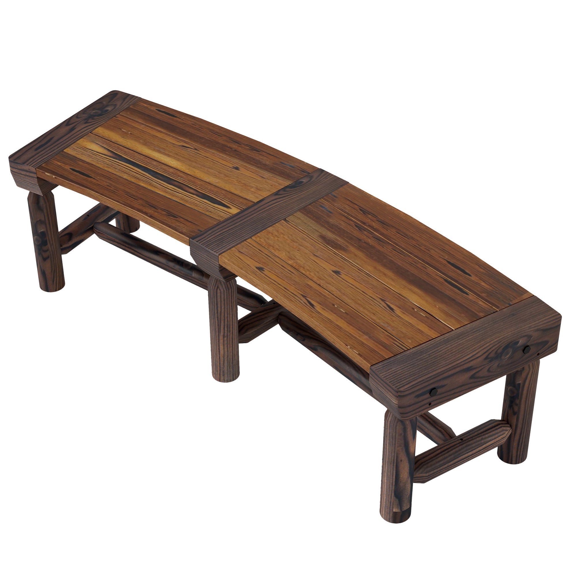 Outsunny Wooden Outdoor Bench, Wrap Around Tree Bench with Slatted Seat for Yard, Garden, Deck, Lawn, Brown 
