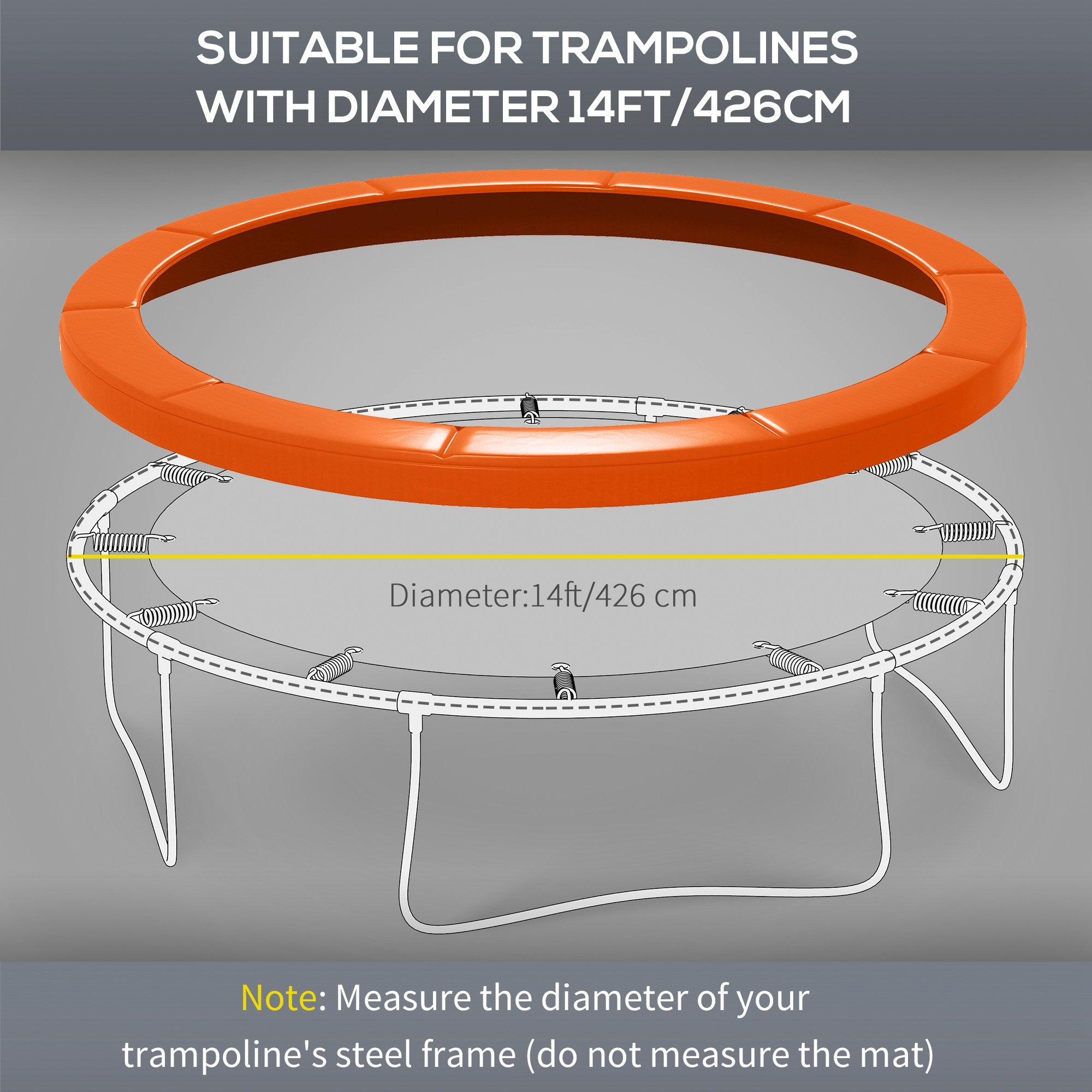 Soozier 14ft Trampoline Safety Pad Replacement Bounce Mat Cover Jump Exercise Fitness Accessory Light Orange 