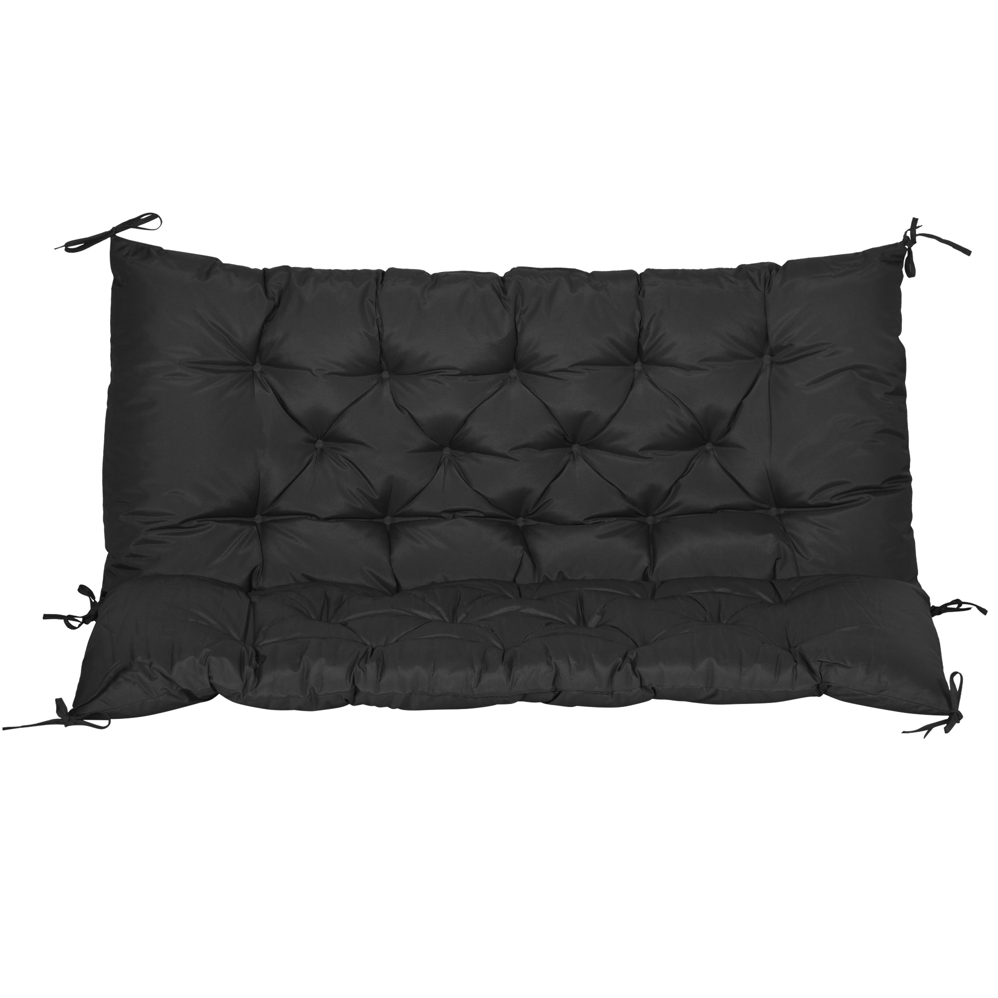 Outsunny Outdoor 2 Seater Bench Cushion 4.7 Inch Thick with Backrest Non Slip Patio Soft Pad Black 