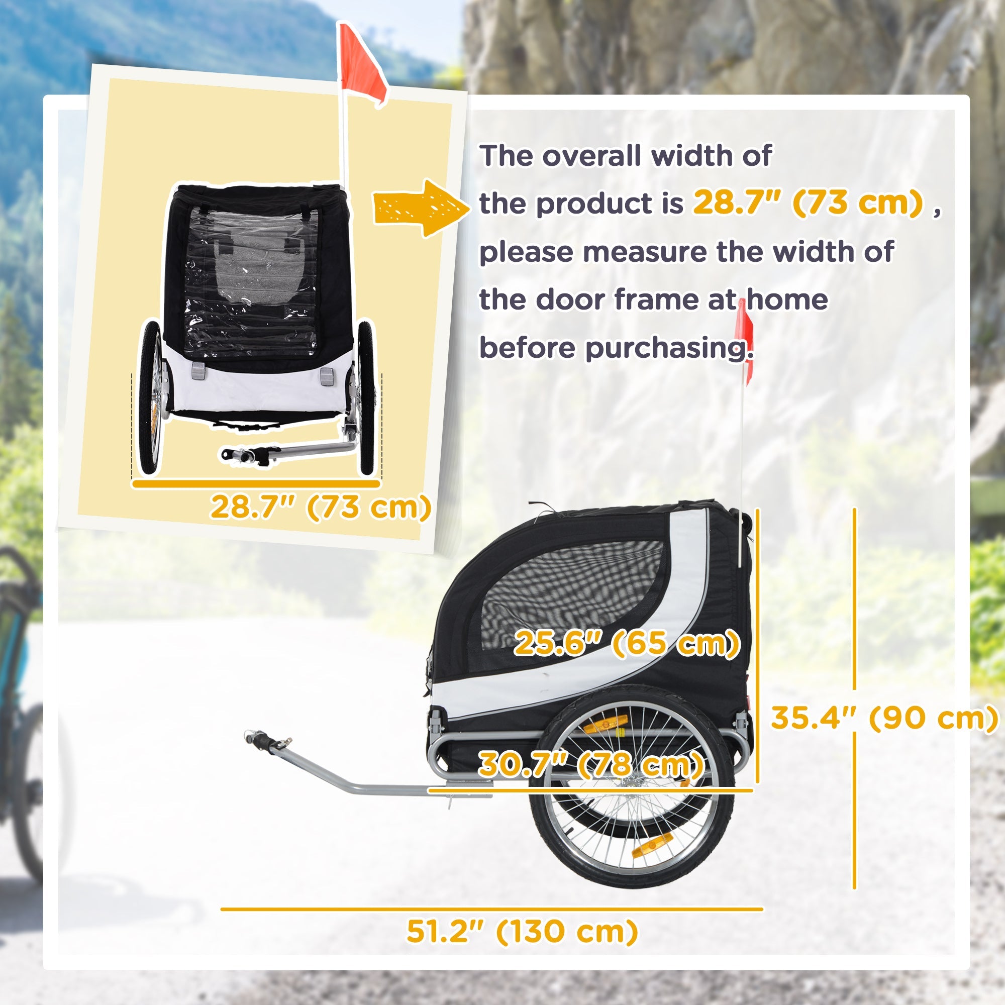 Aosom Foldable Dog Bike Trailer Pet Cart Wagon Safety Anchor Black 