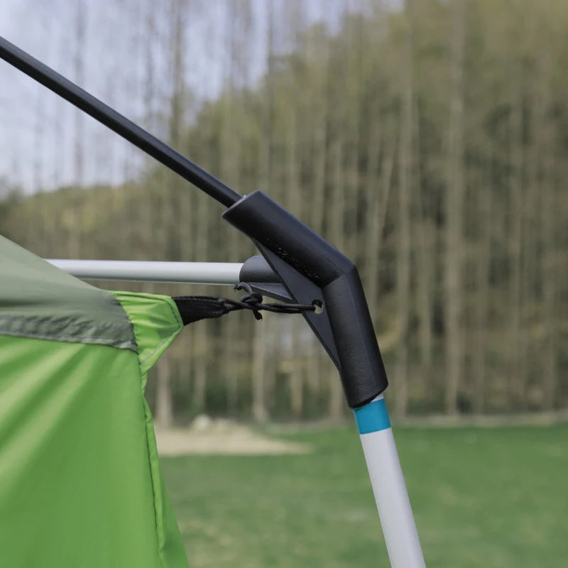 Tunnel Tent Camping Shelter w/ Porch, Two Rooms, Lamp Hook, Portable Carry Bag, Green