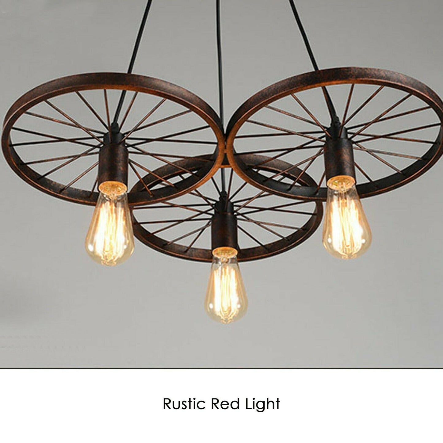 Industrial 3-Head Rustic Red Wheel Pendant Light ~1678