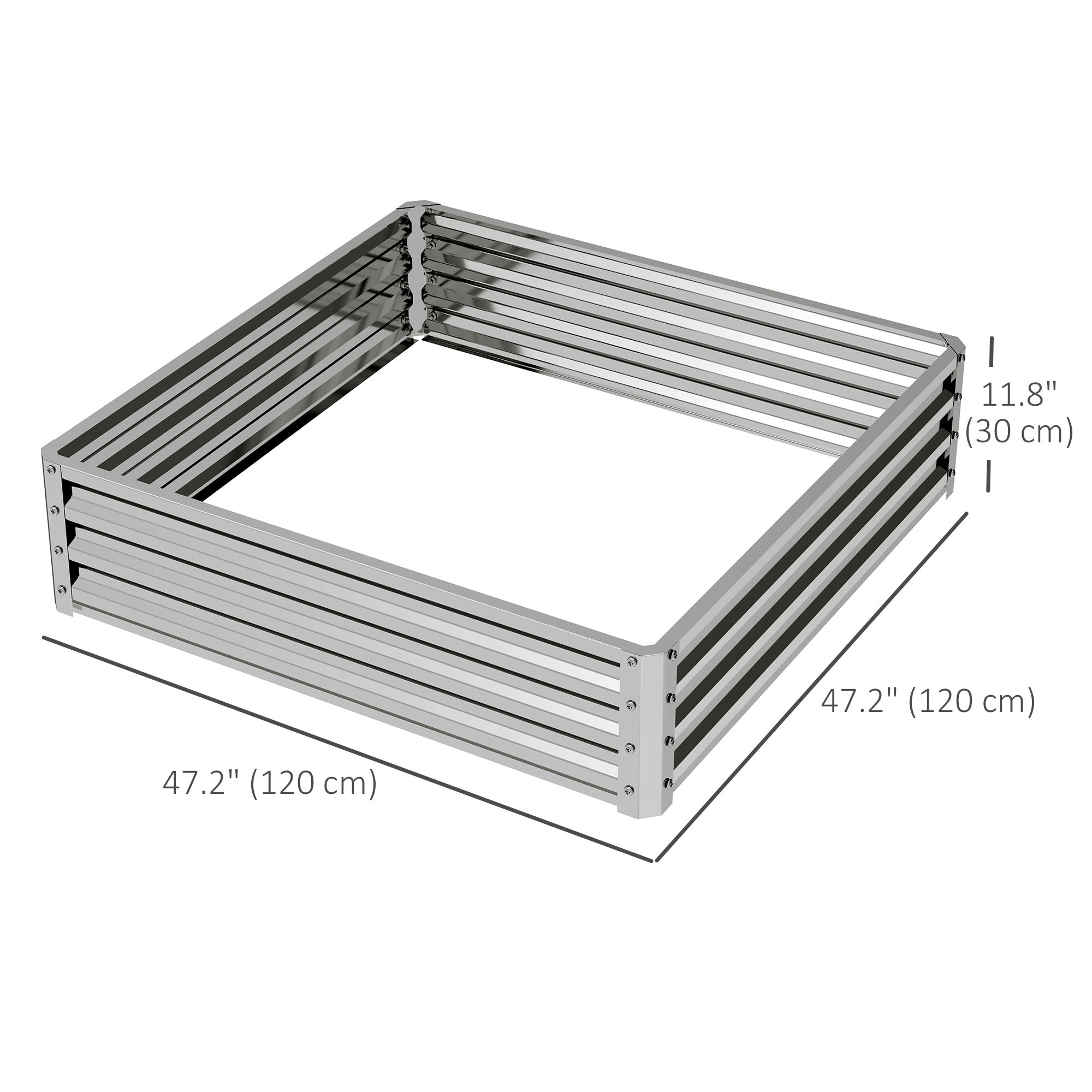 Outsunny 4' x 4' x 1' Raised Garden Bed Galvanized Steel Planter Box for Vegetables, Flowers, Herbs, Silver 