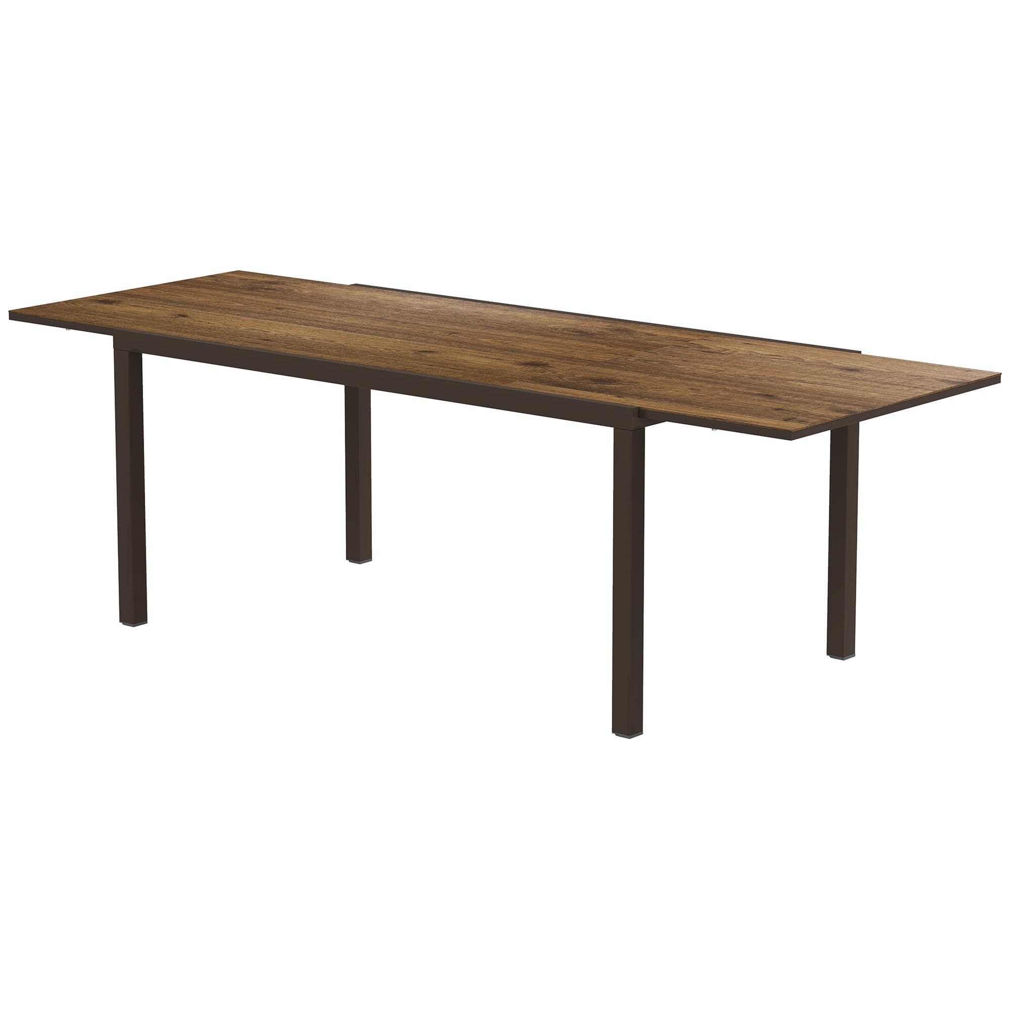Outsunny 63"-94.5" Extendable Patio Dining Table for 6-8 Person, Outdoor Dining Table with Aluminium Edging, Steel Frame, Brown 