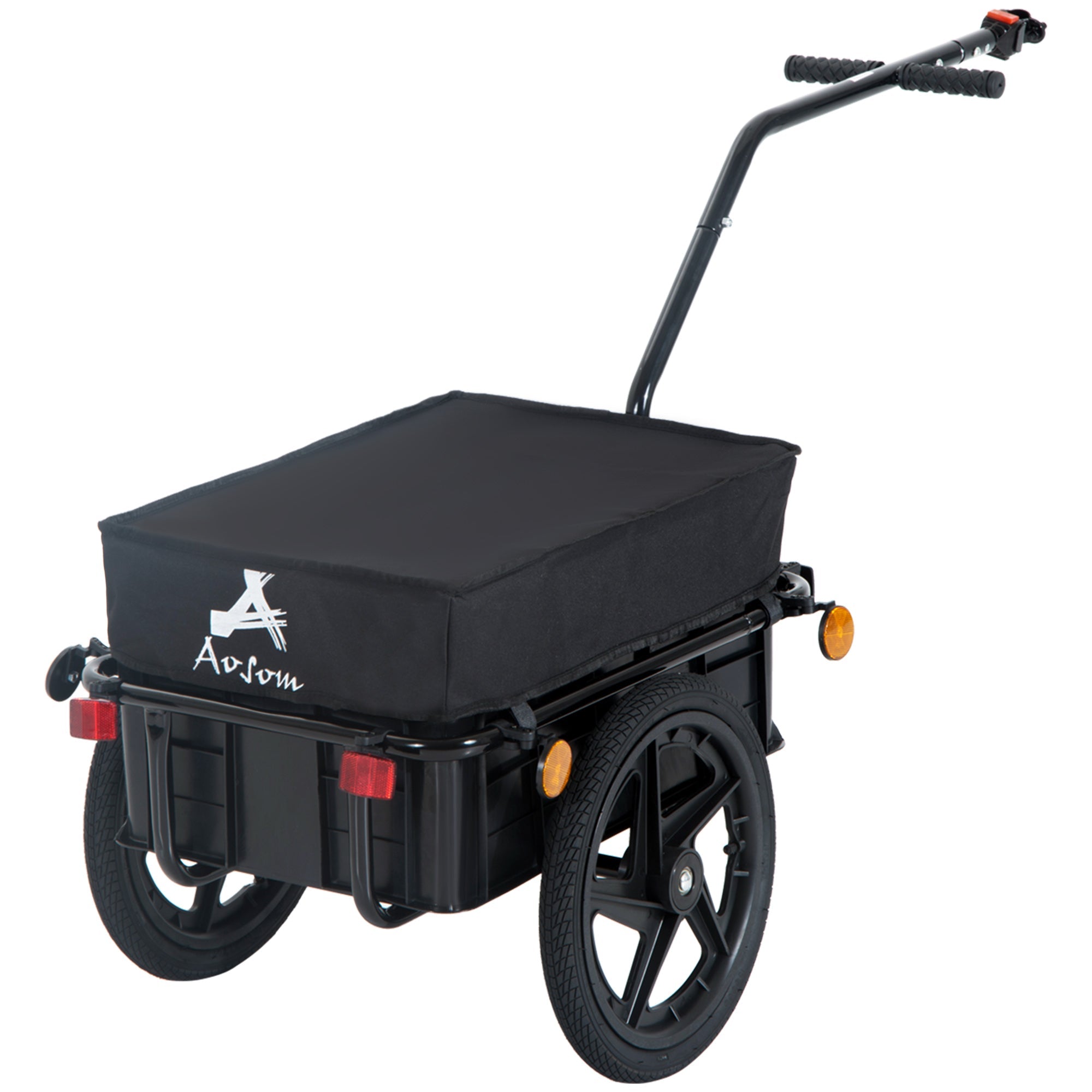 Aosom Luggage Cart Stroller Wagon with Double Wheel Internal Frame Enclosed Bicycle Cargo Trailer Multi-functional Steel, Black 