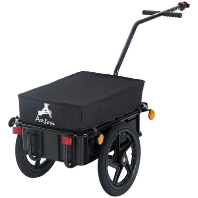 Aosom Luggage Cart Stroller Wagon with Double Wheel Internal Frame Enclosed Bicycle Cargo Trailer Multi-functional Steel, Black 
