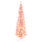 HOMCOM 7' Pre Lit Artificial Pencil Christmas Trees, Xmas Tree with Realistic Branches and Warm White LED Lights, Pink