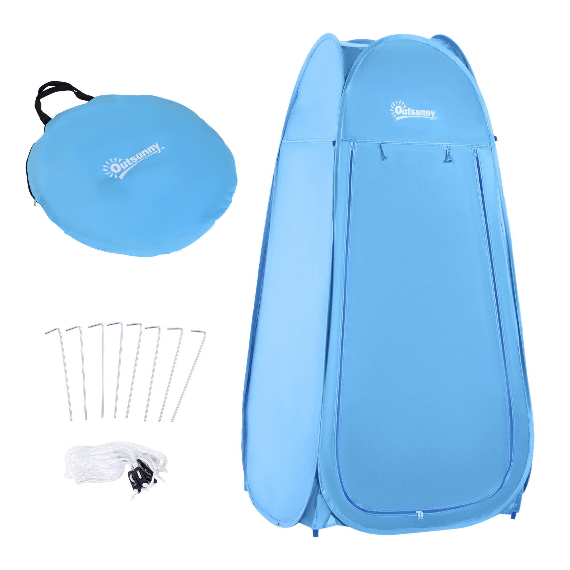 Outsunny Portable Pop Up Shower Tent Blue Dressing Changing Room Privacy Shelter for Camping Outdoor Beach 