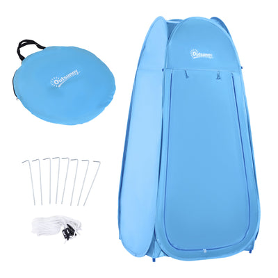Outsunny Portable Pop Up Shower Tent Blue Dressing Changing Room Privacy Shelter for Camping Outdoor Beach 