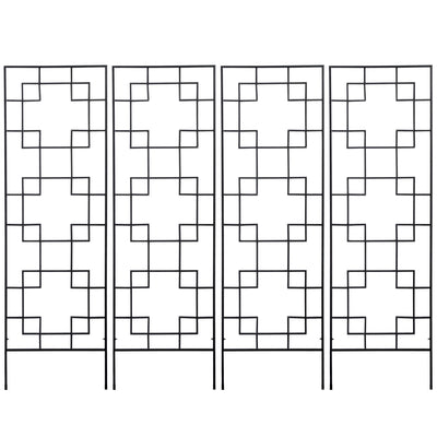 Outsunny 72in Garden Trellis with 4 Mental Grid Panels for Roses, Cucumbers & Vine Plants, Rust-Resistant for All Weather Use 