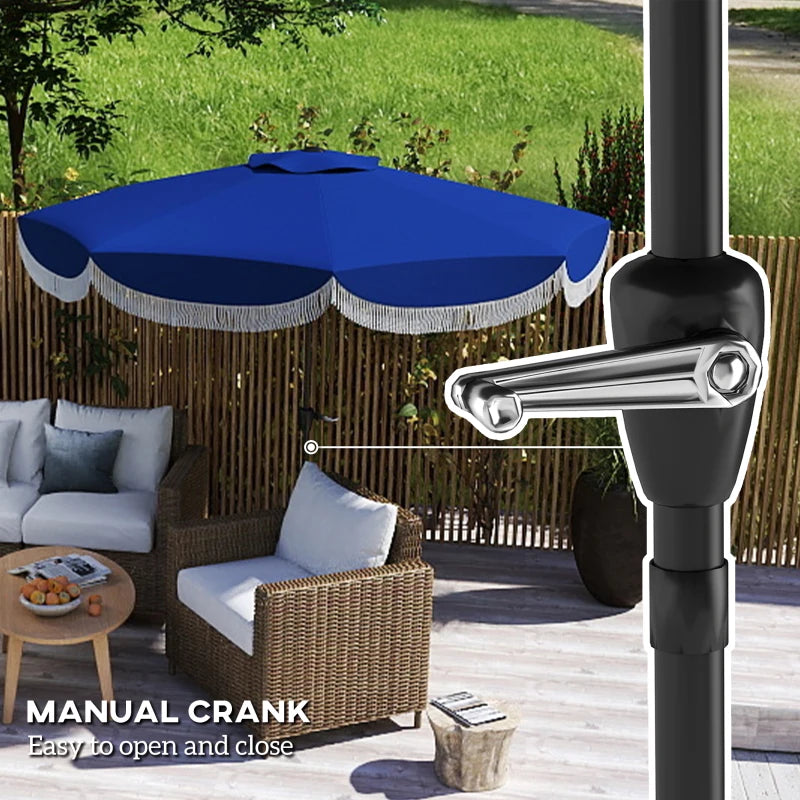 9FT Patio Umbrella Parasol, UPF 30+ Outdoor Market Umbrella with Crank, 8 Ribs, Push Button Tilt, Blue