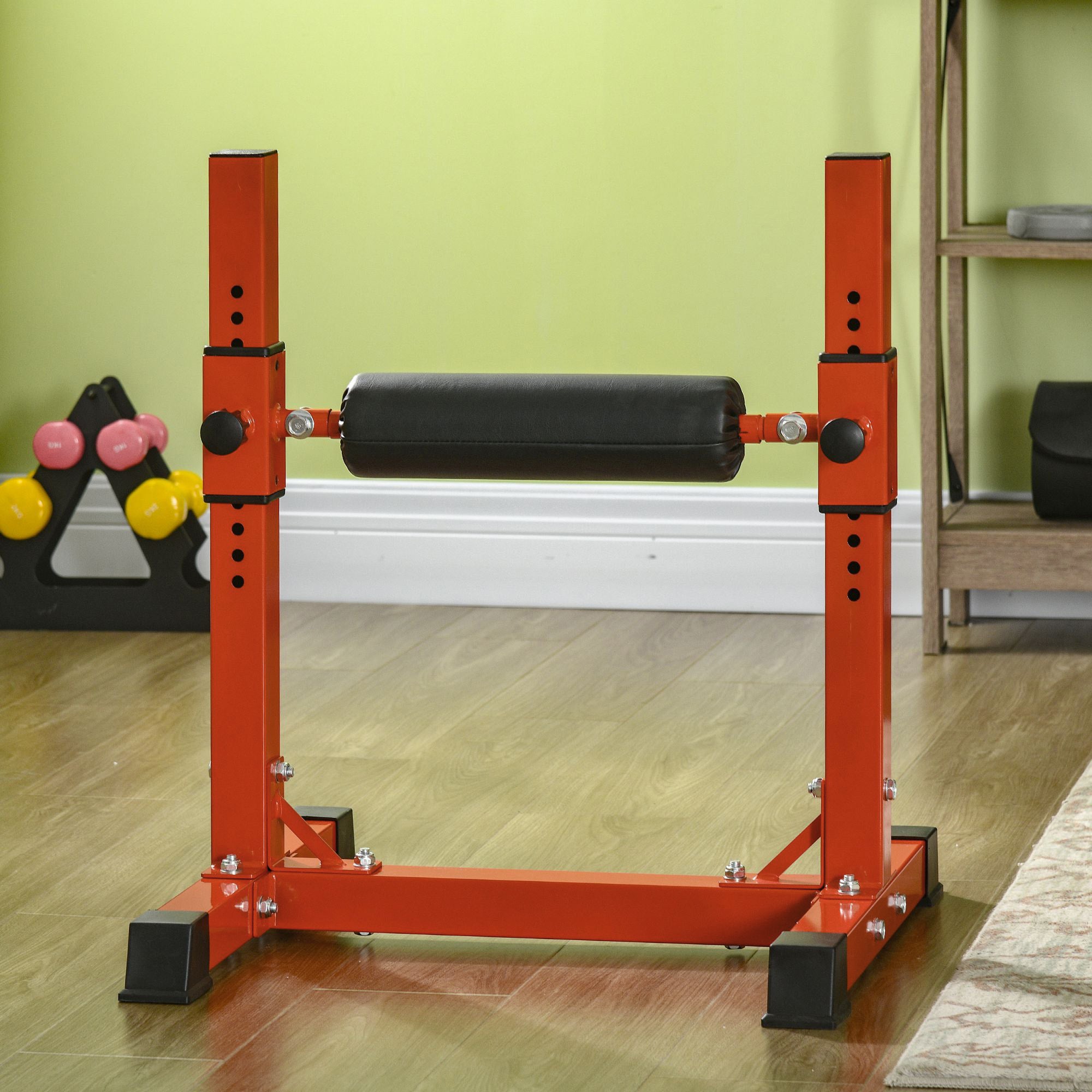 Soozier Bulgarian Split Squat Stand, Single Leg Squat Stand, 12-Level Adjustable Squat Roller for Lower Body Strength Training, Red 