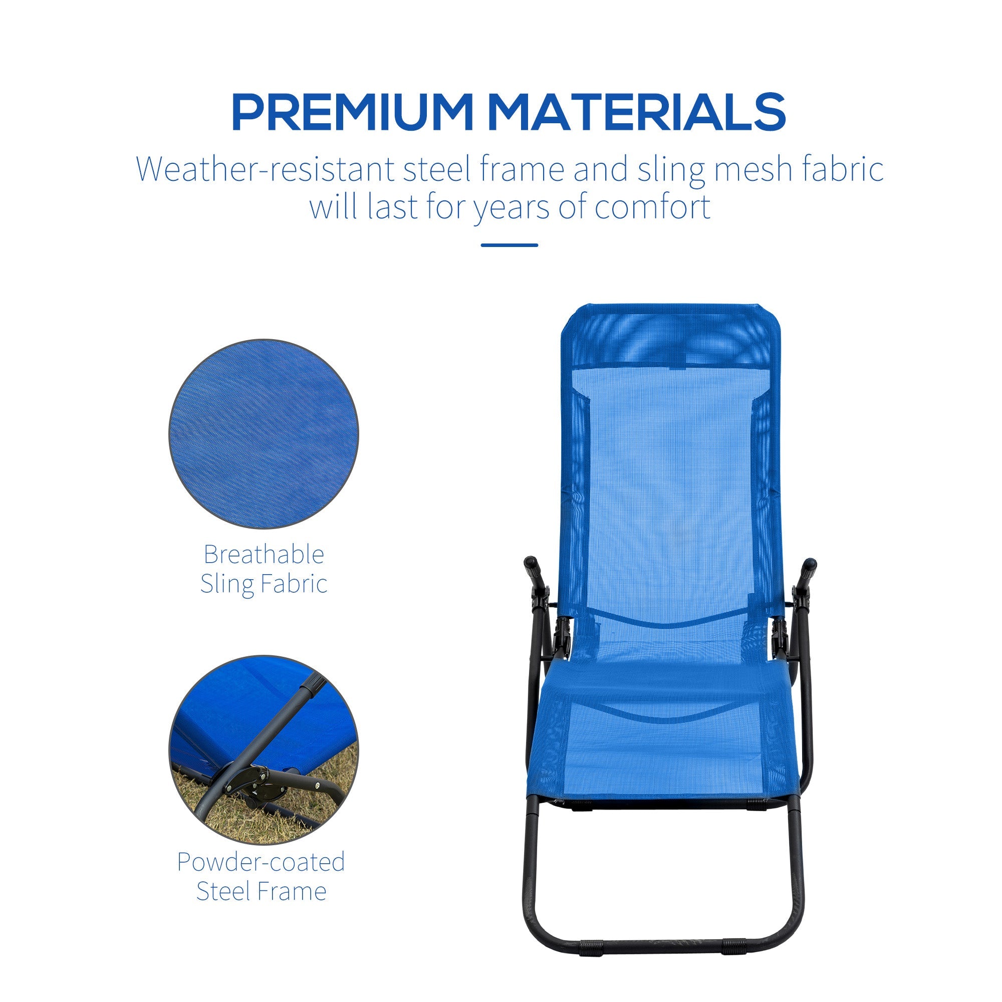 Outsunny Mesh Serenity: Zero Gravity Lounge Chair Recliners, Folding Rocking Chair, Outdoor Chaise Lounge for Beach, Poolside, Blue 