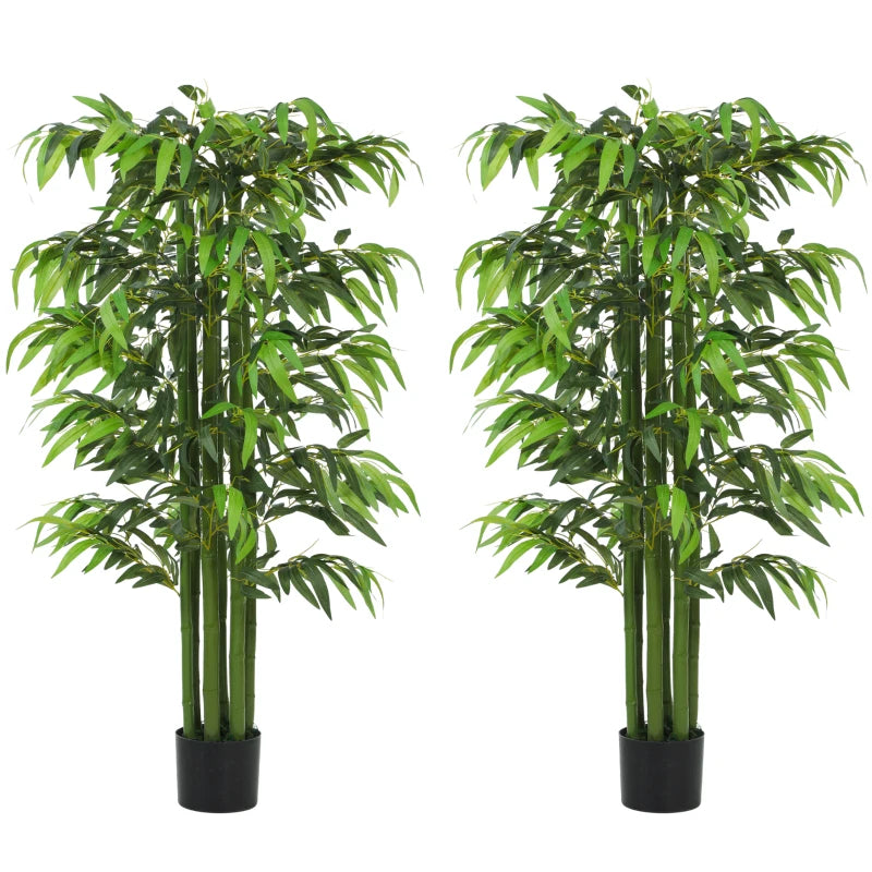 5.3ft Artificial Tree Set of 2, Indoor Fake Bamboo with Pot, for Home, Office, and Living Room Decor
