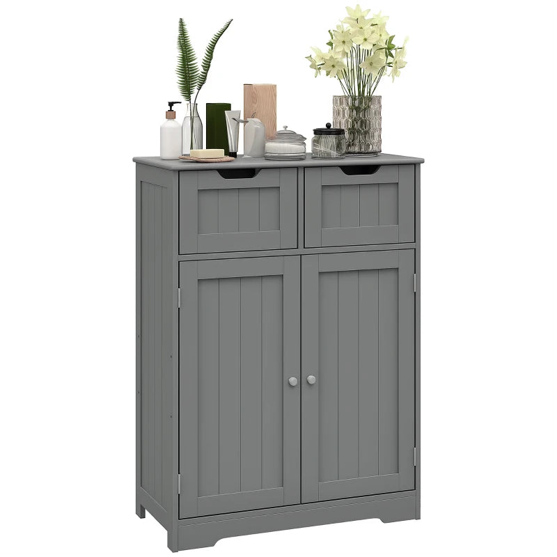 Bathroom Cabinet, Bathroom Storage Cabinet with 2 Drawers, Adjustable Shelf for Living Room, Entryway, Grey