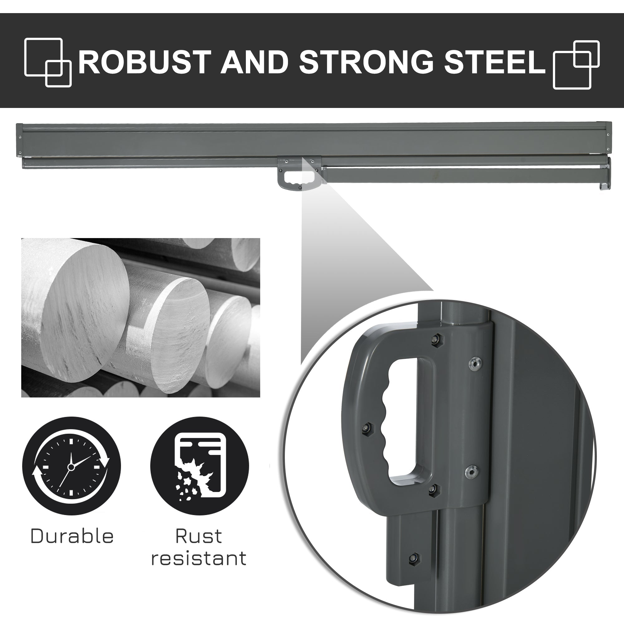 Outsunny 118" x 63" Retractable Side Awning Patio Outdoor Folding Privacy Screen with Resistance to UV Rays & Wind, Gray 