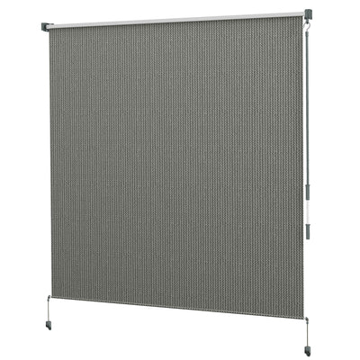Outsunny 6' x 6' Patio Door Blinds, Outdoor Roller Shades, Cordless Roll Up Shade for Porch Gazebo, Dark Grey 