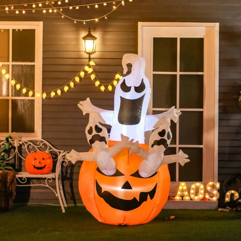 HOMCOM Inflatable Haunted Tree – LED Lighted Halloween Decoration with Owl, Ghost, and Pumpkins 