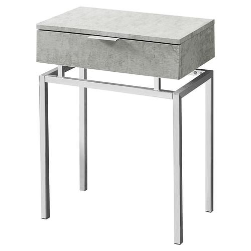 24in Modern End Table 1 Drawer Nightstand Grey with Chrome Metal Legs - Free Shipping 