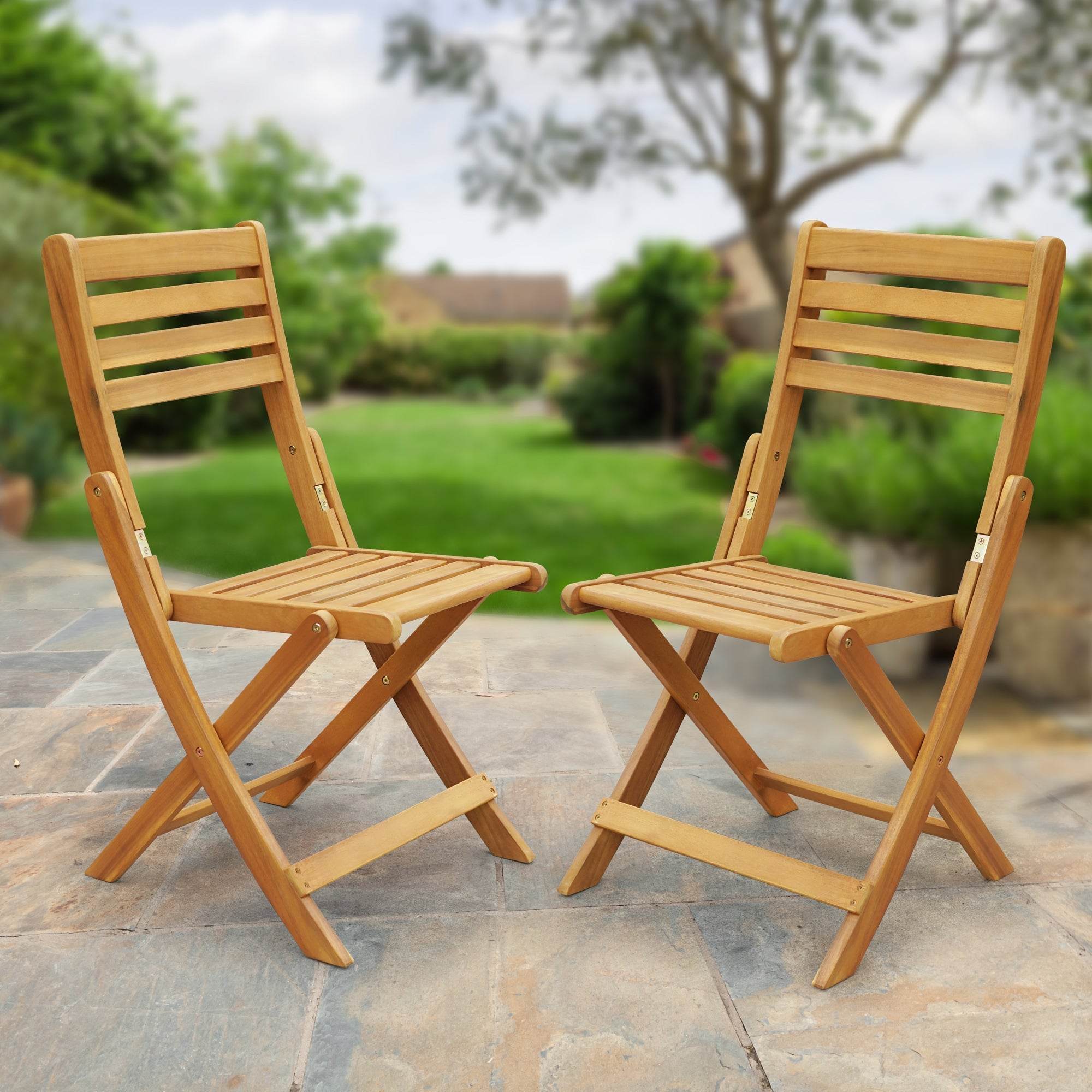 Tranquillo Anya Acacia Wood Folding Chairs Set of 2 