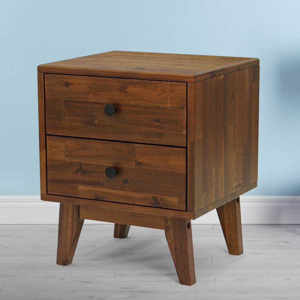 Silvia 2-Drawer Solid Wood Nightstand 