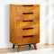 Harmony 5-Drawer Solid Wood Dresser – Zen-Inspired CNC Circle Design, Tall Vertical Storage, Smooth Glide Drawers, Anti-Tip Safety