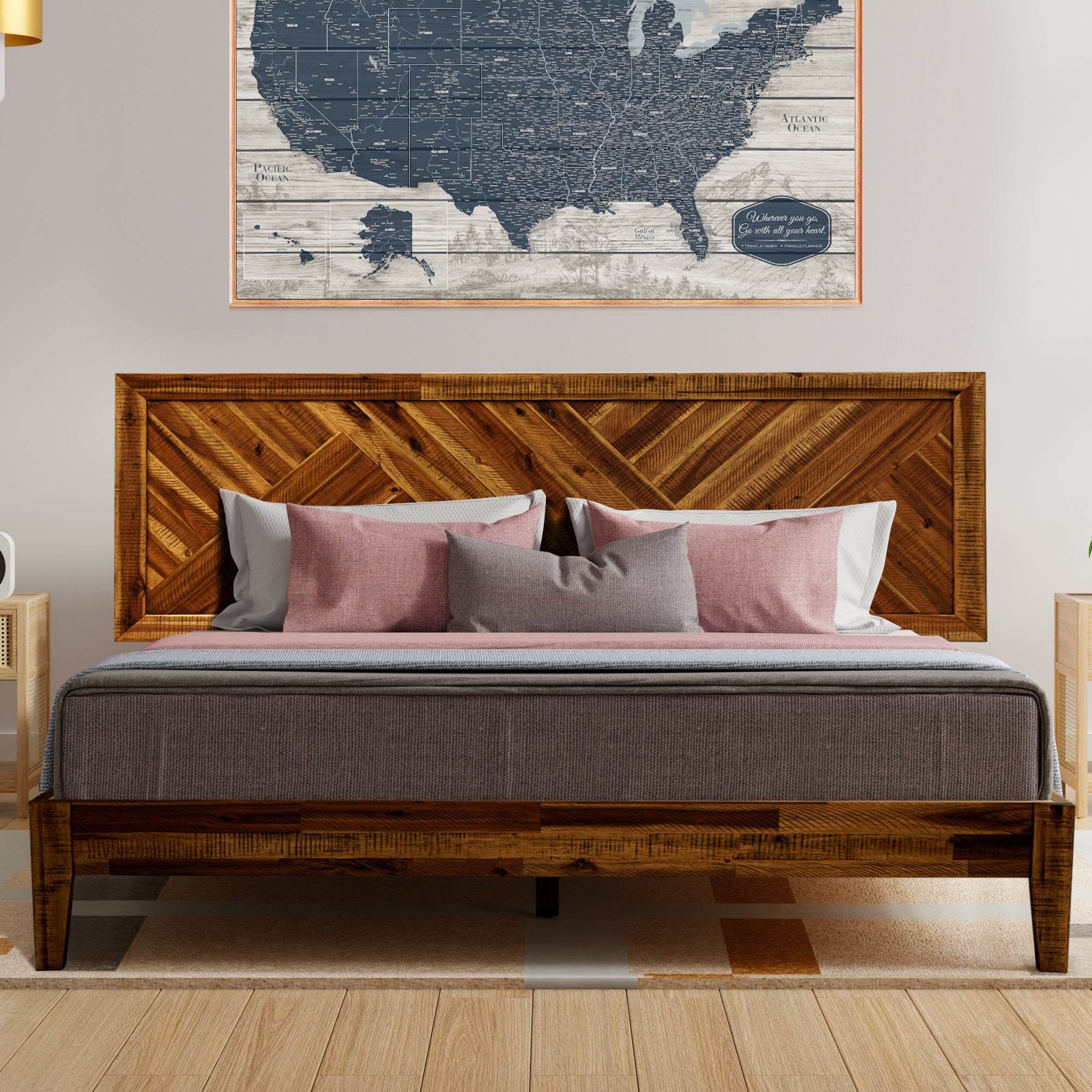 Sierra Deluxe Wood Platform Bed Frame 