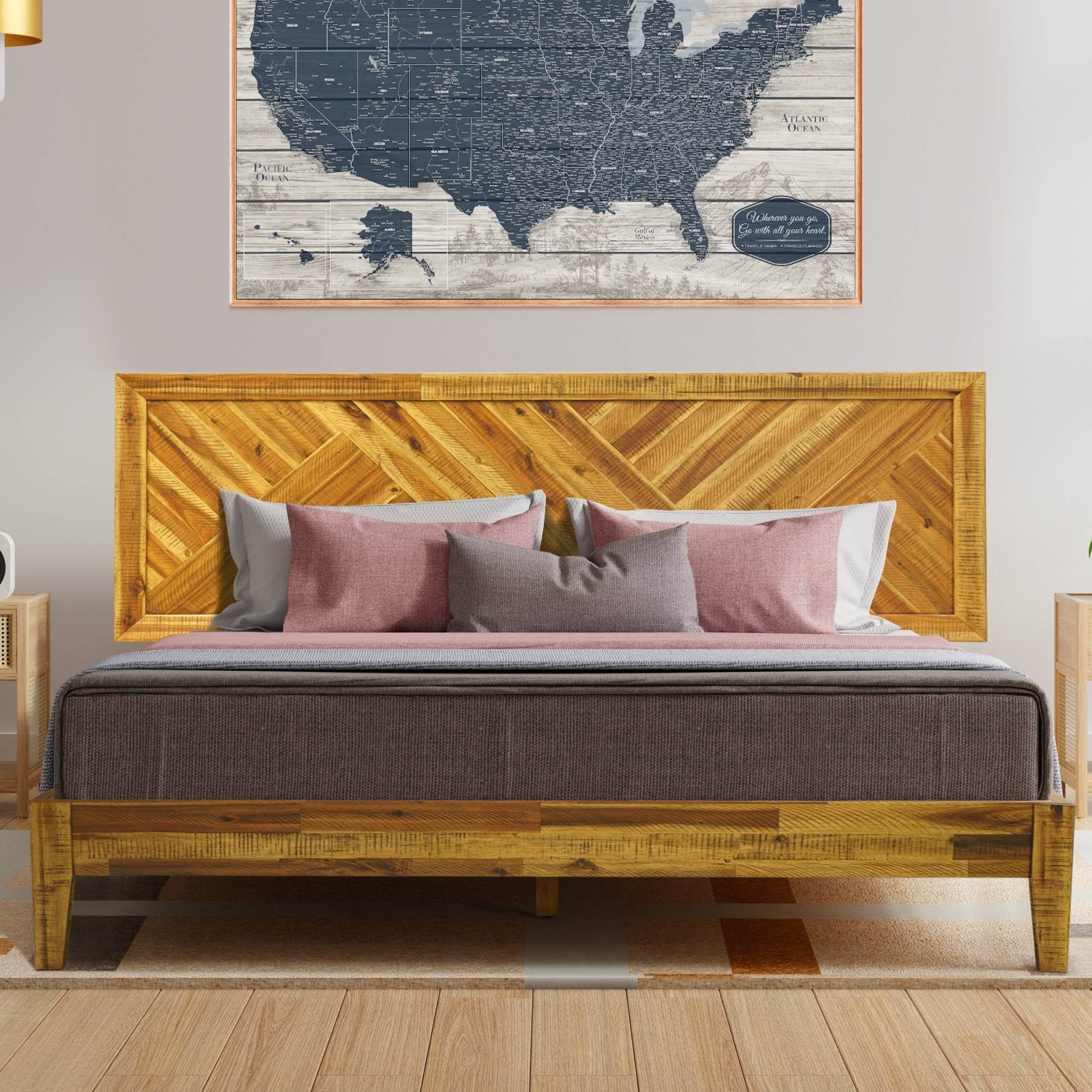 Sierra Deluxe Wood Platform Bed Frame 