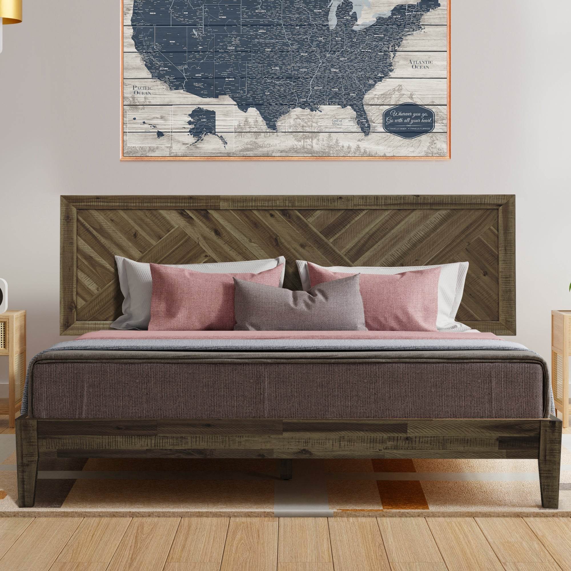 Sierra Deluxe Wood Platform Bed Frame 