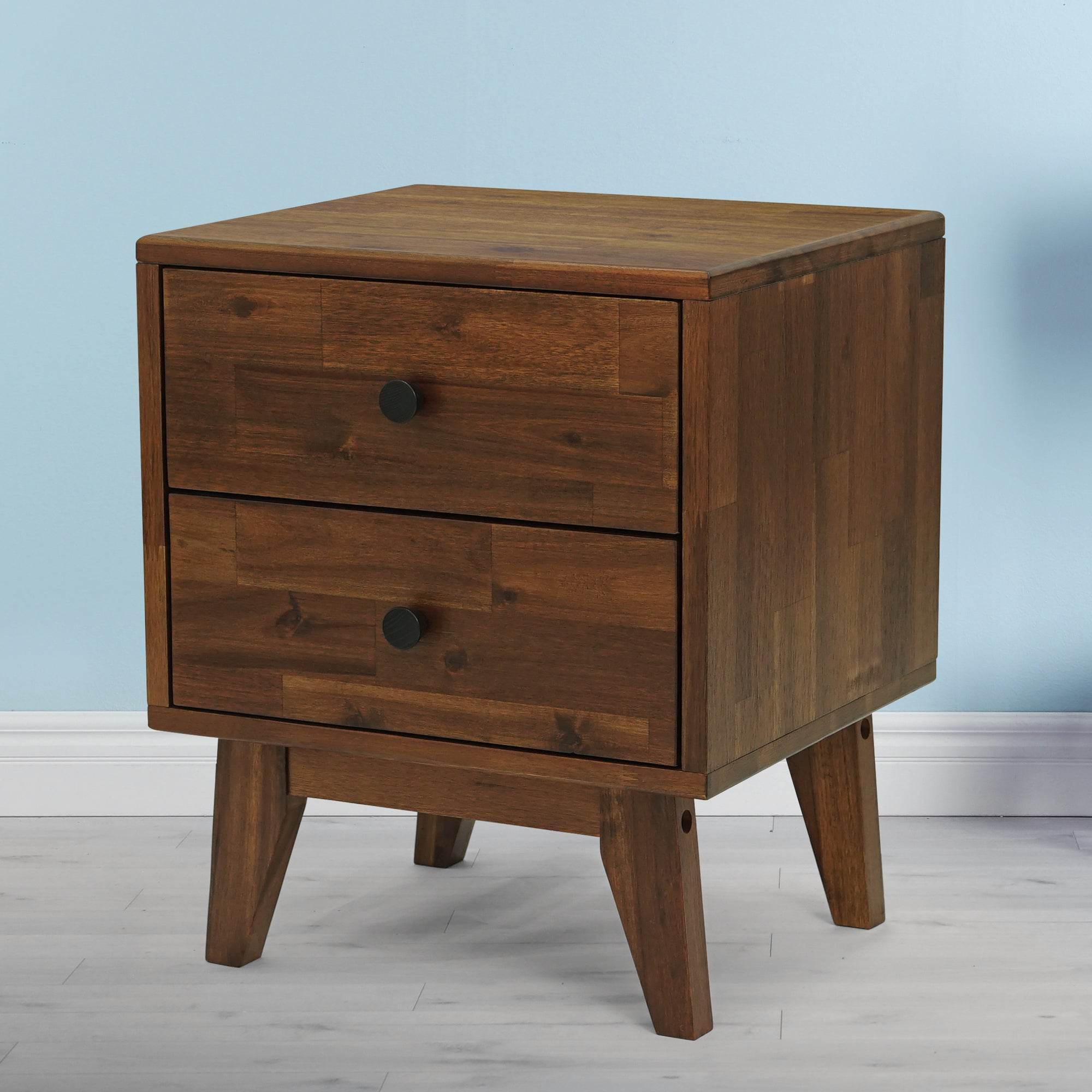 Silvia 2-Drawer Solid Wood Nightstand 