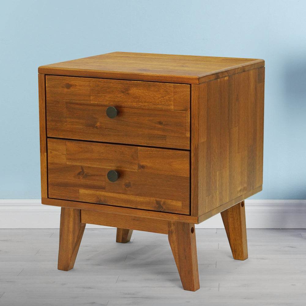 Silvia 2-Drawer Solid Wood Nightstand 