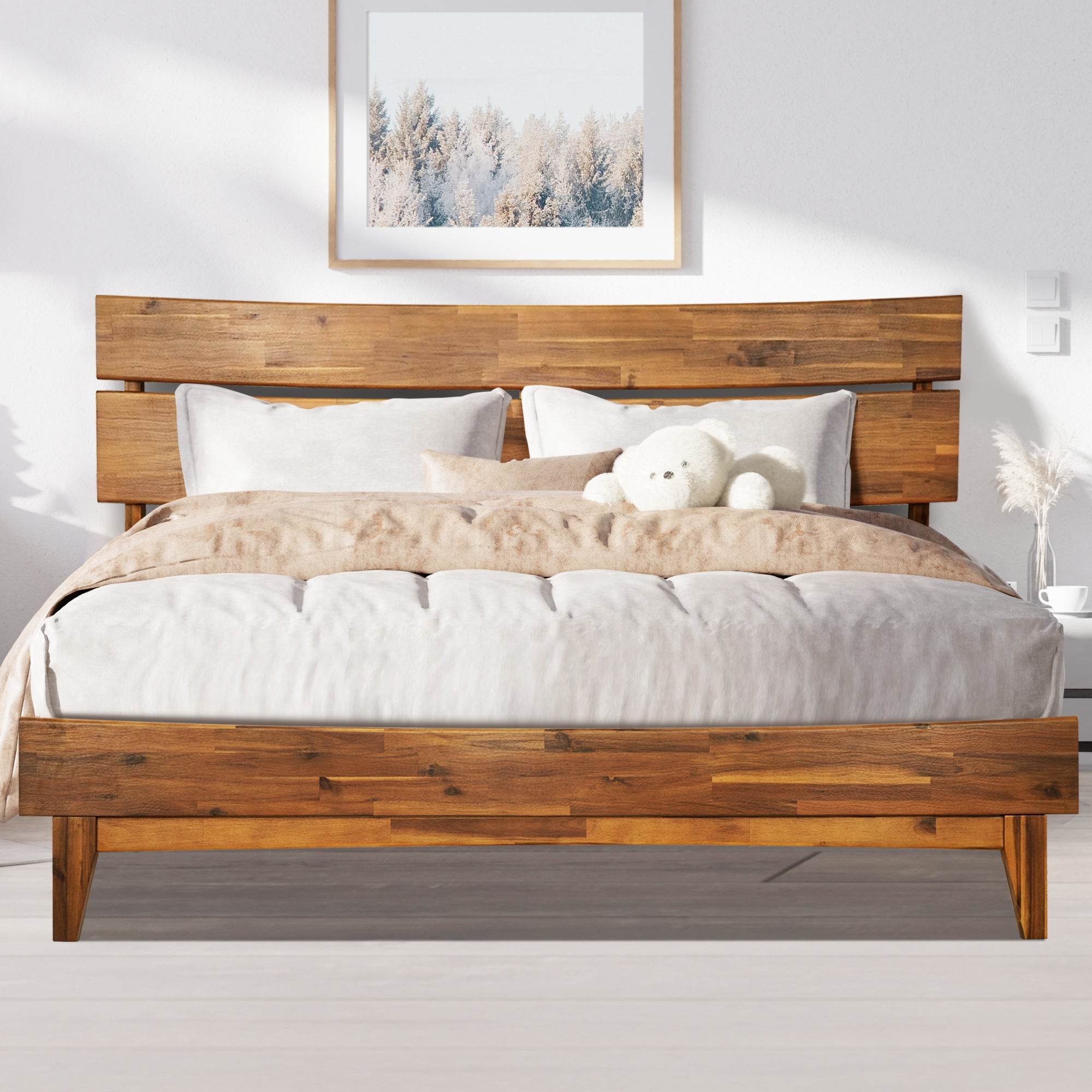 Aurora Deluxe Wood Platform Bed Frame 