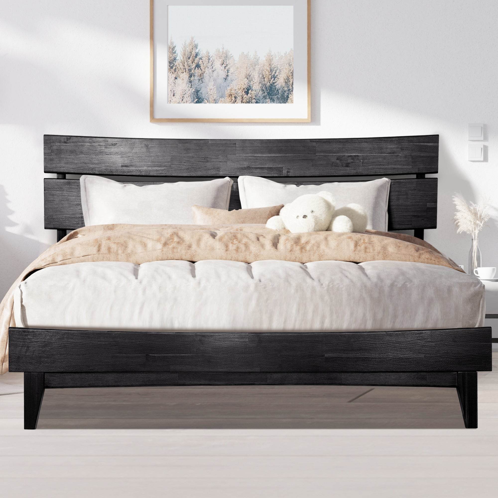 Aurora Deluxe Wood Platform Bed Frame 