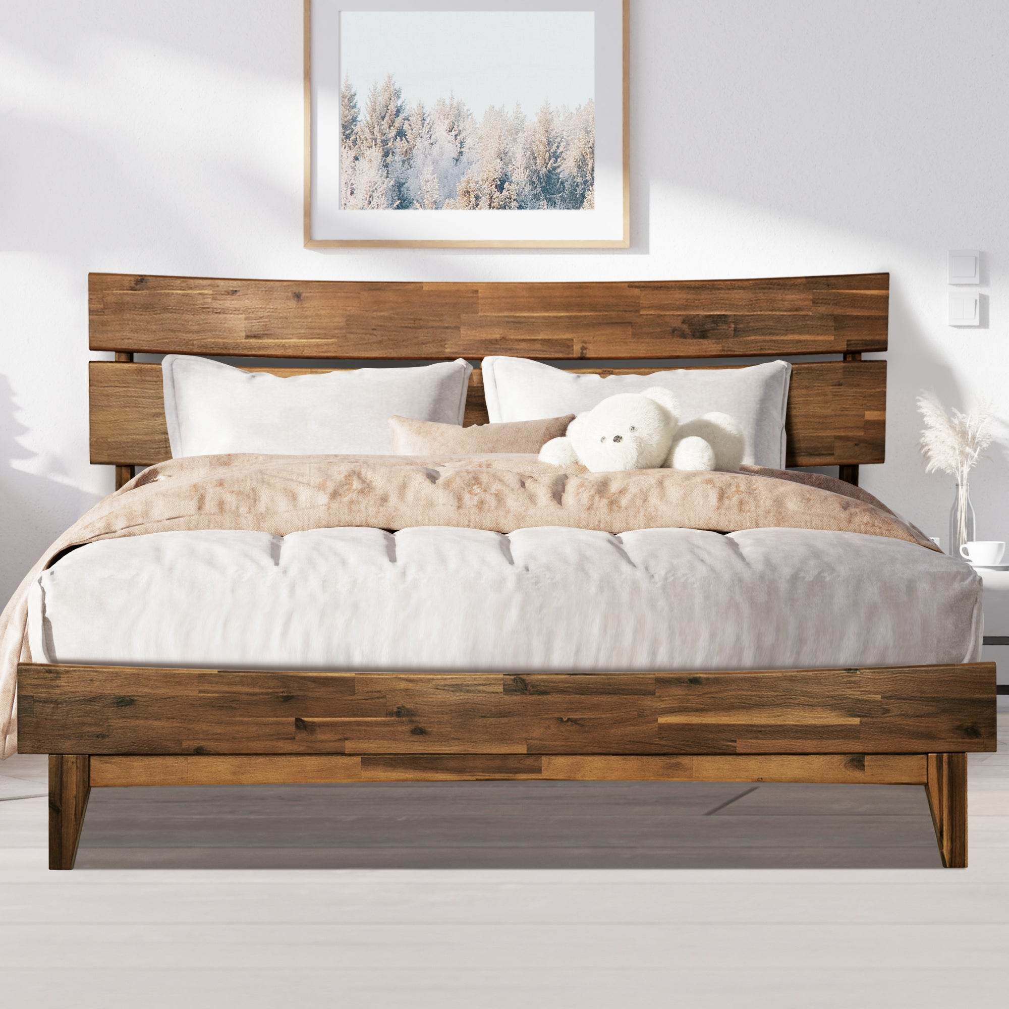 Aurora Deluxe Wood Platform Bed Frame 