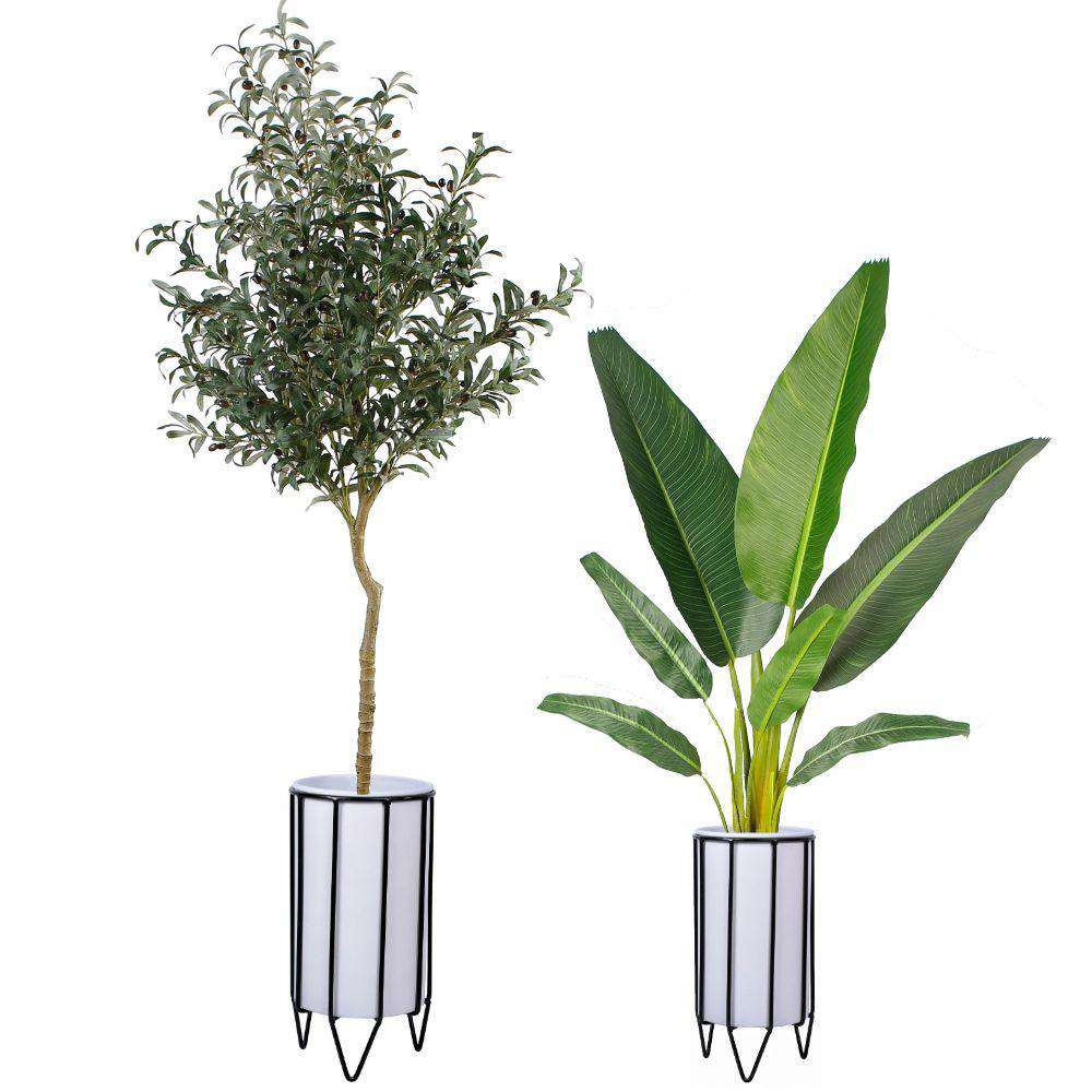 Mati - White Planter With Black Stand 