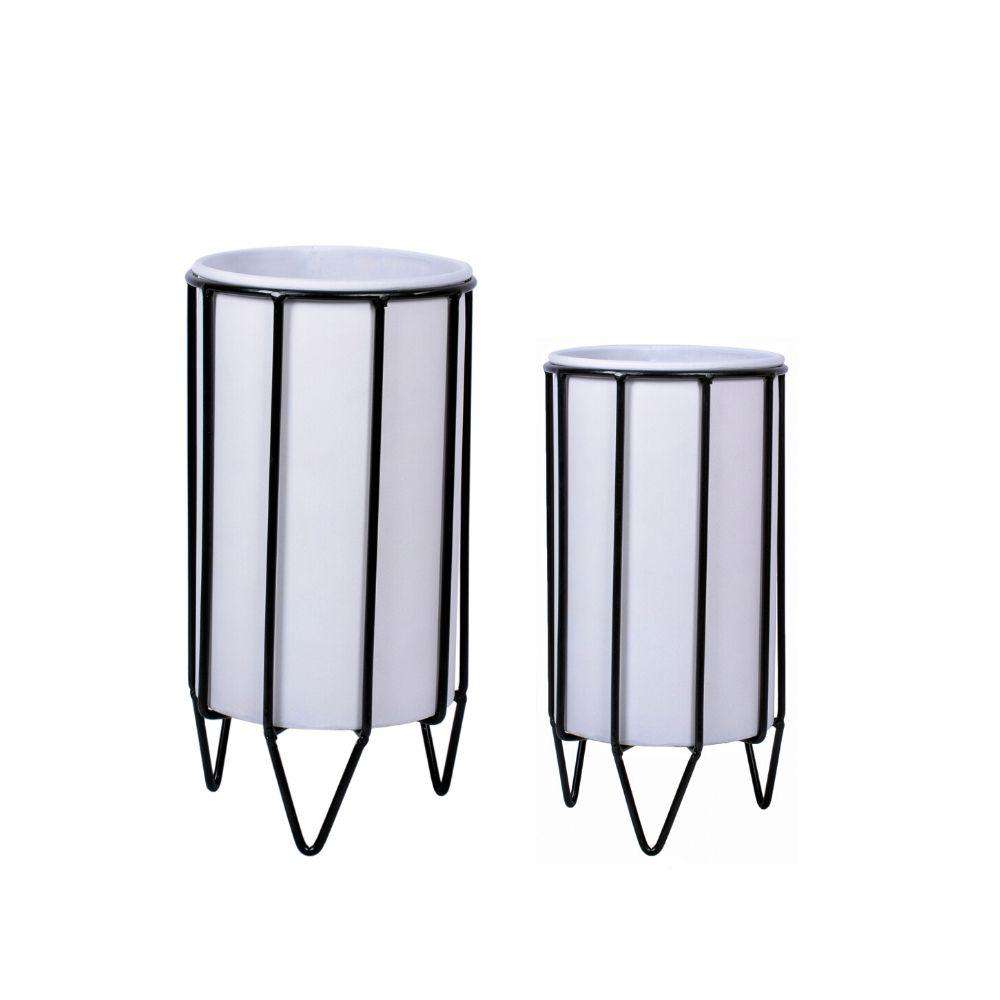 Mati - White Planter With Black Stand 